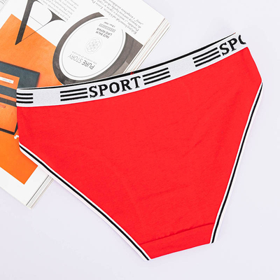 Red women's cotton panties with sports elastic - Underwear