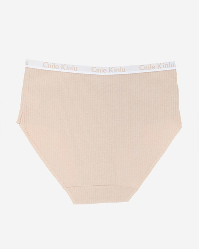 Beige women's cotton panties with stripes - Underwear