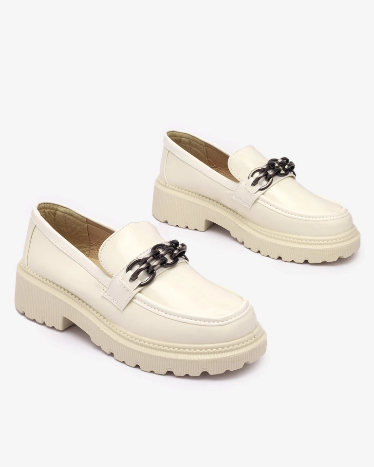 Sieviešu lakotas mokasīnas krēmkrāsā Adolos- Apavi