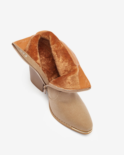 Royalfashion Бежевые женские утепленные сапоги Diva Charms