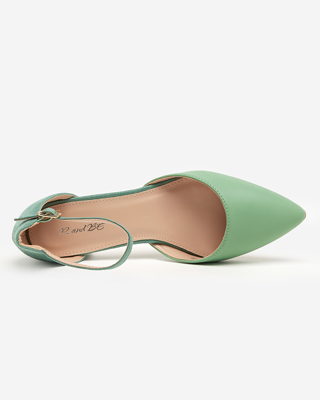 Green women's sandals on the lower post Areda - Footwear