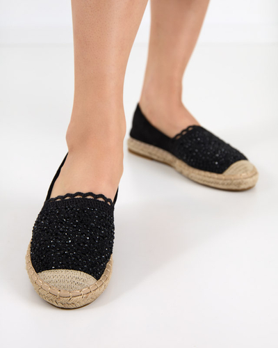 Black women's espadrilles with cubic zirconias Pashea - Footwear