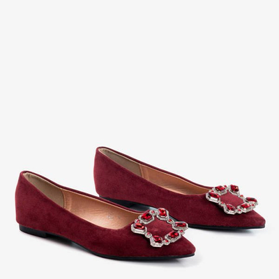 Burgundy ballerinas with decorative Vizerd buckle - Footwear 1