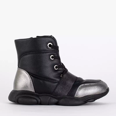 OUTLET Black children's boots with silver inserts Kaliaso - Footwear