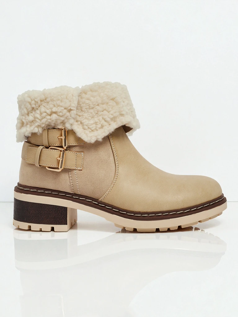 Kavira women's eco-leather ankle boots with fur