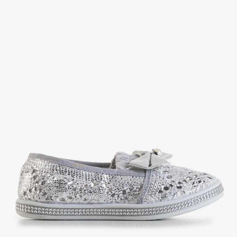 OUTLET Gray lace children's slip on with silver trim Ozana - Footwear