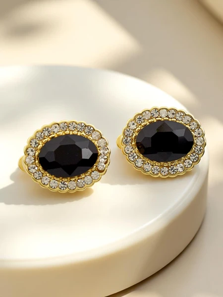 Royalfashion Women's clip-on earrings with crystal and cubic zirconia