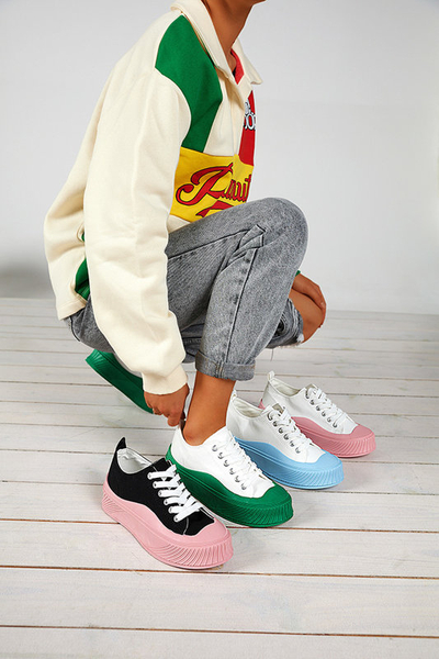 White and pink women's sneakers, type Nerikas sneakers - Footwear