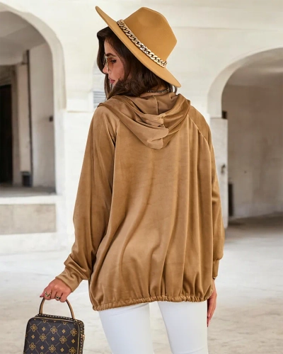 Royalfashion Sieviešu džemperis bez rāvējslēdzēja ar kapuci