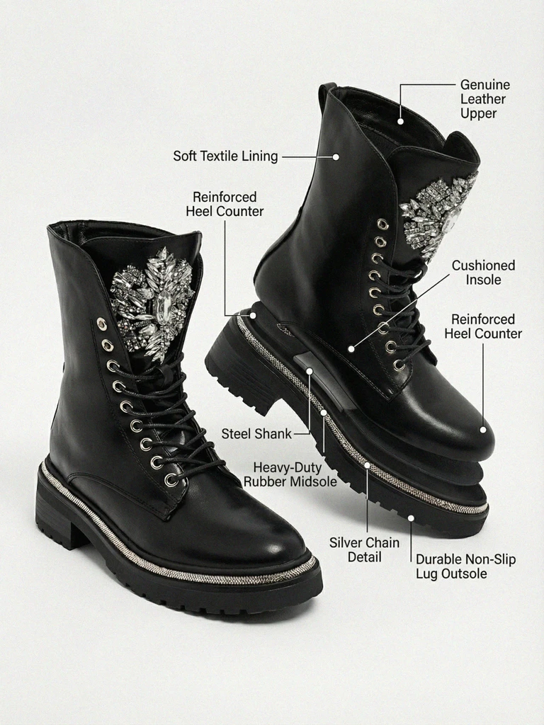 Botki Damskie eko skórzane Evinell