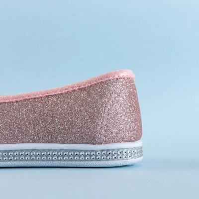 OUTLET Children's pink brocade ballerinas with a bow Trylina - Shoes