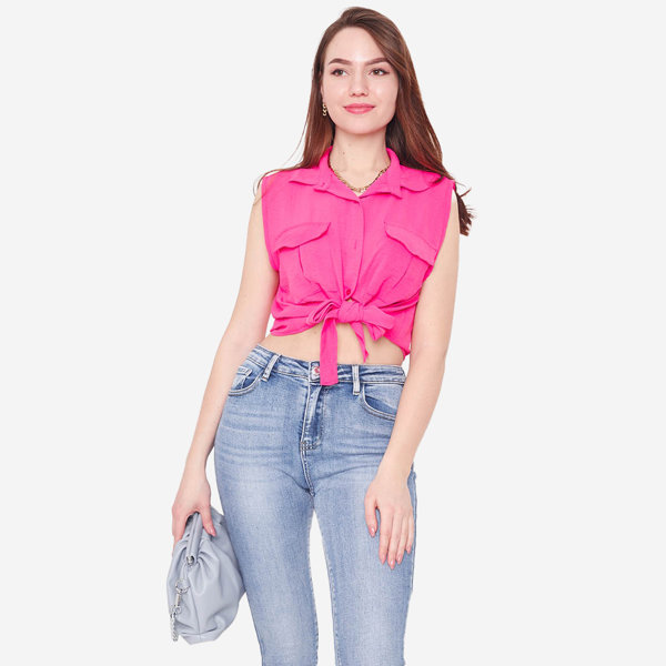 Fuchsia crop top blūze aizdarāma ar pogām - Apģērbs