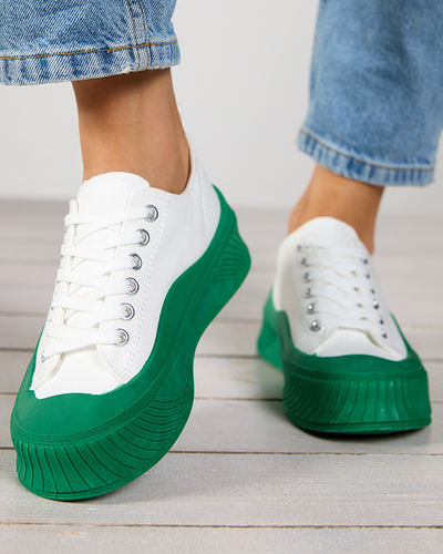 White and green women's sneakers, type Nerikas - Footwear