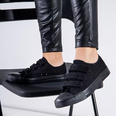 OUTLET Black women's sneakers with Velcro Lani - Footwear