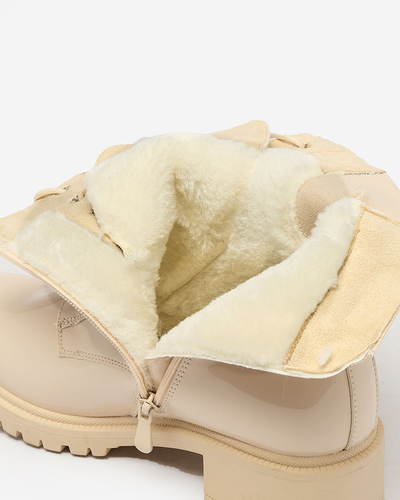 Royalfashion Beige eco leather women's Seddaga bagger boots