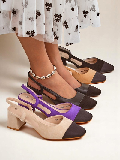 Royalfashion Women's Low Heel Pumps with Decorative Toe Eleganzo