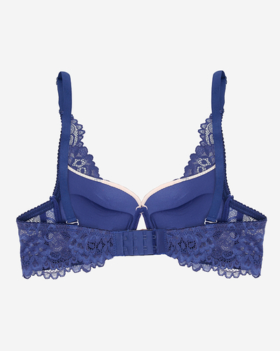 Pink and navy blue sensual lace bra - Underwear