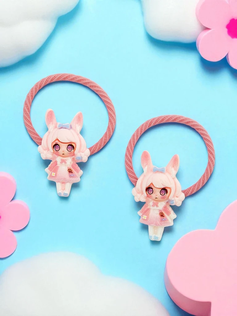 Bambina Rosetta Hair Ties with Doll Motif