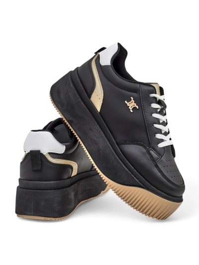 Lav sneakersy Hypatia Nero ze skóry ekologicznej na platformie 5 cm
