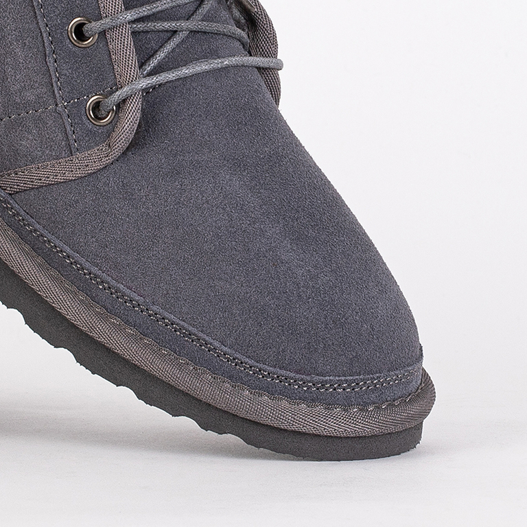 Gray children's short lace-up snow boots Tibilis- Footwear