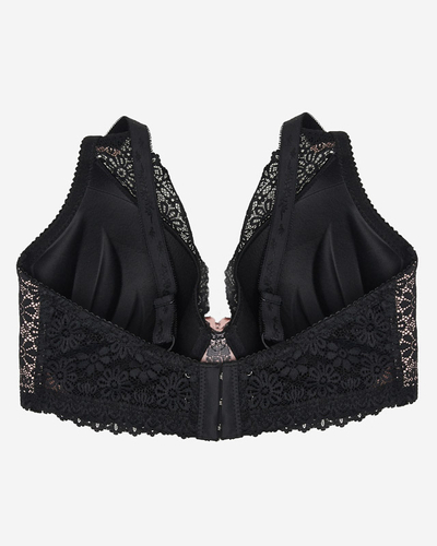 Women's pink bra with black lace - Underwear