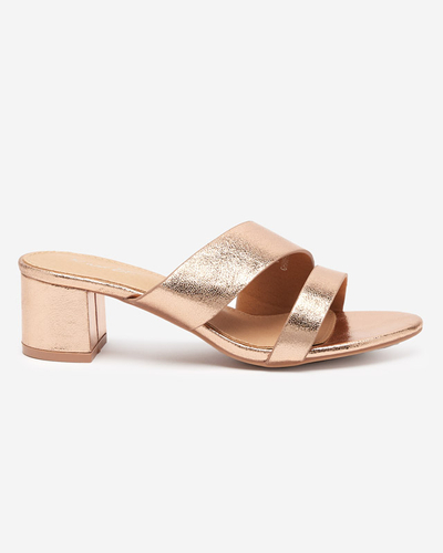 Gold-pink women's heeled flip-flops Stepho- Footwear