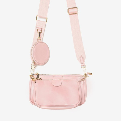 Three-piece small women's handbag in pink color - Handbags