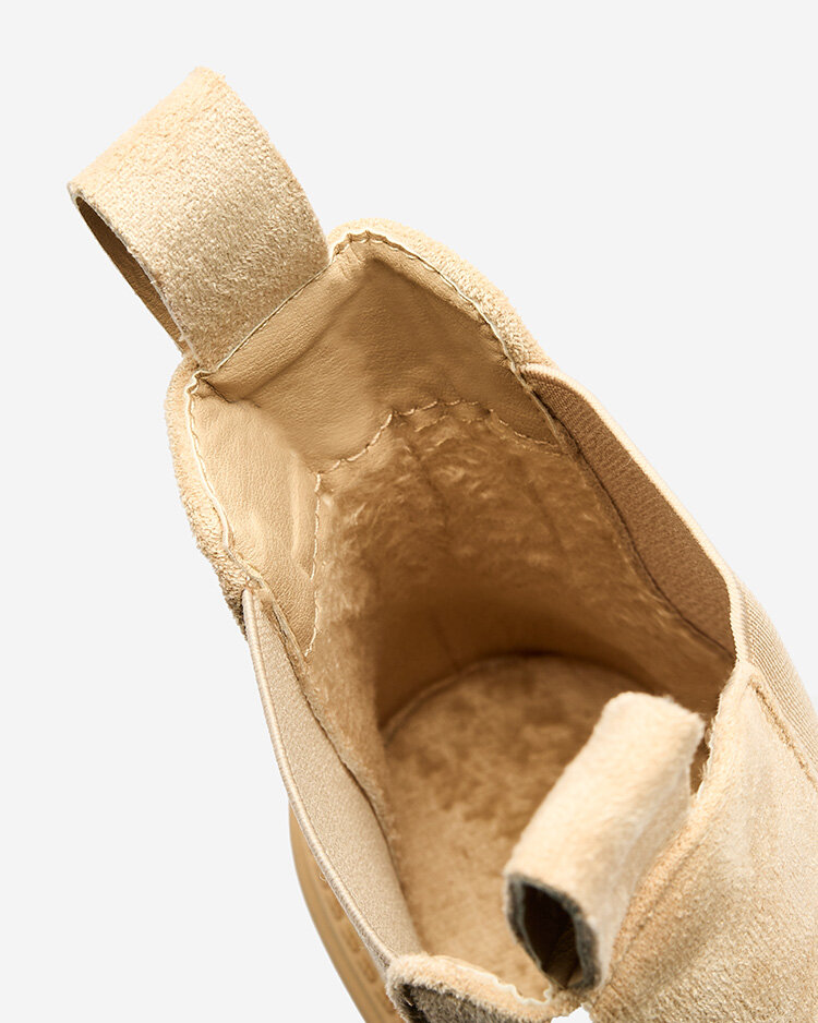 Royalfashion Бежевые женские сапоги с декоративным ремешком Loffdo