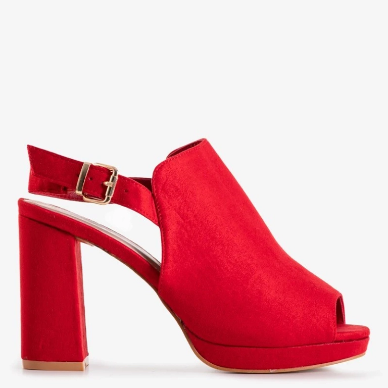 OUTLET Red women's high-heeled sandals Wefira - Footwear