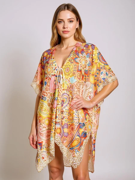 Pareo Afrodyta Royalfashion – kolorowa sukienka plażowa z dekoltem V