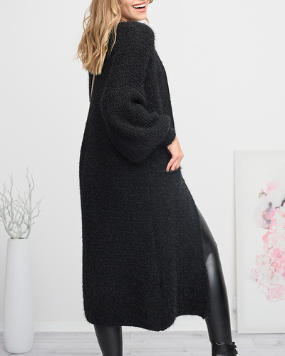 Sieviešu melns mīksts garo apmetņu džemperis - Apģērbs