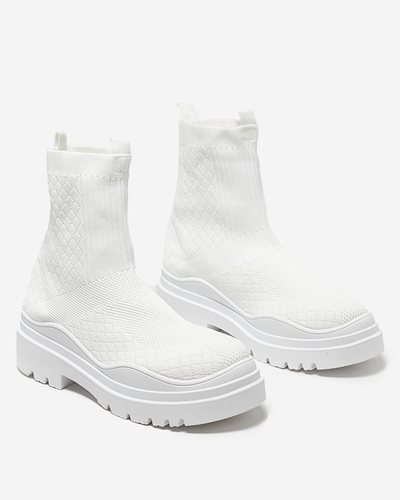 White women's flat-heeled boots Seritis - Footwear
