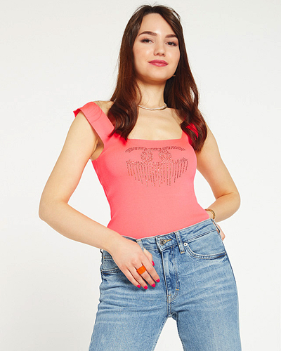 Sieviešu rozā tops ar kubisko cirkoniju - Apģērbs