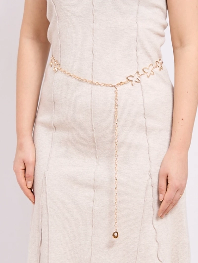 Aurelia Butterfly Women's Metal Belt with Elegant Chain – 115 cm