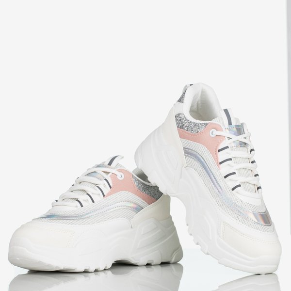 Białe sportowe buty damskie na platformie Seyoella - Obuwie