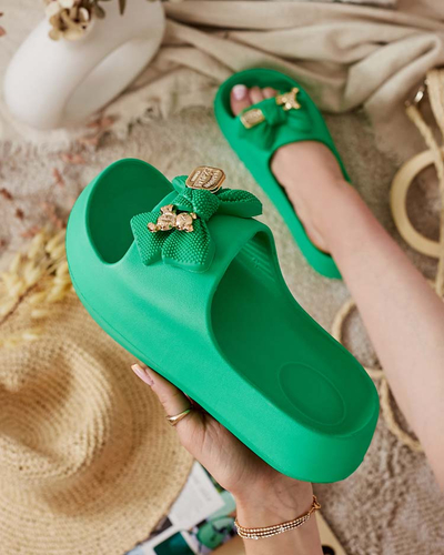 Royalfashion Women's rubber flip-flops with decorative bow Afeen