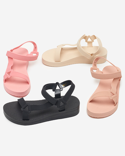 Bēšas sieviešu sandales ar platiem papēžiem Ostoy-Shoes