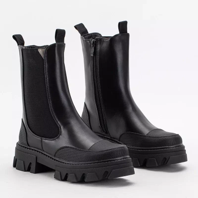 OUTLET Black women's boots on a massive Rosidi sole - Footwear
