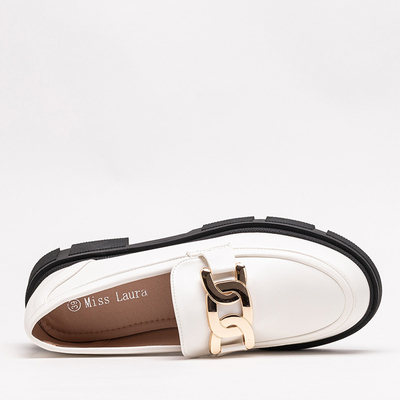 White women's half shoes with chain Semla - Footwear