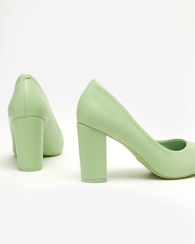 OUTLET Light green women's pumps on the post Sweet - Footwear