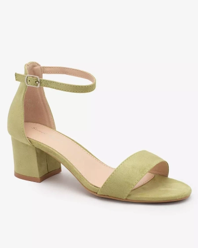 Royalfashion Zaļās sieviešu sandales ar zemu stiletto Mesteri