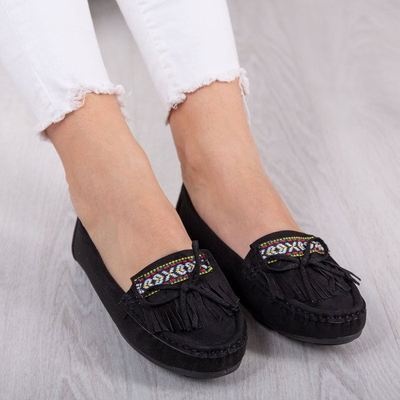Black Kaddo fringed moccasins - Footwear