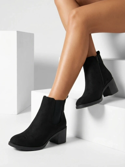 Aurora Black Leather Elegant Women's Ankle Boots for Autumn