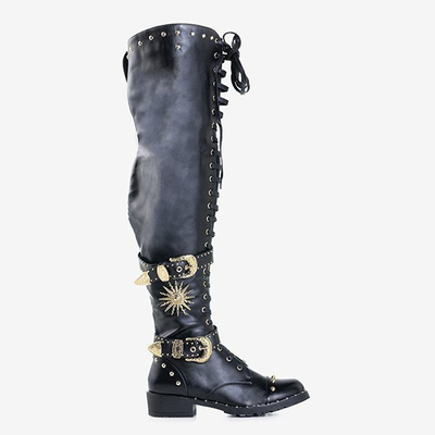 Black boots with gold ornaments Antanasia - Footwear