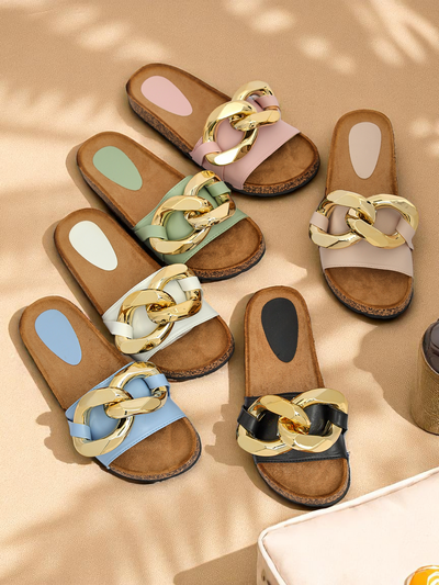 Royalfashion Black women's flip-flops with Sofig decoration