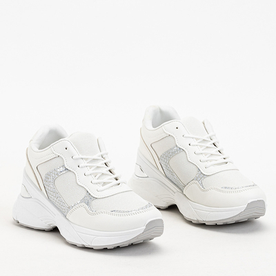 Women's white sneakers with a hidden wedge Waqsy - Footwear