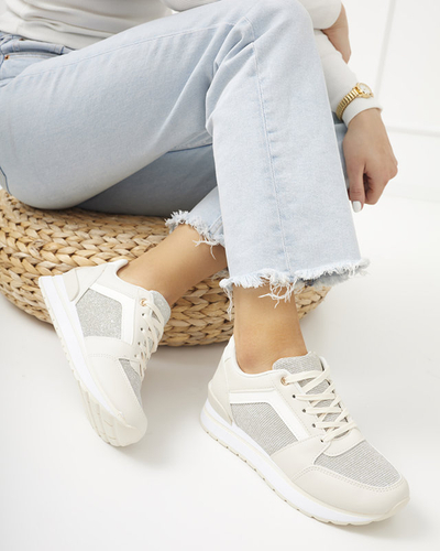 OUTLET Beige women's sports sneakers with glitter Berilan - Footwear
