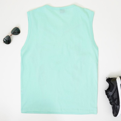 Men's mint cotton sleeveless t-shirt - Clothing