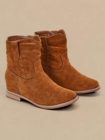 Brown ankle boots a'la cowboy boots on an indoor wedge Jelluma - Footwear