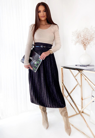 Royalfashion Женская плиссированная юбка-макси цвета графит